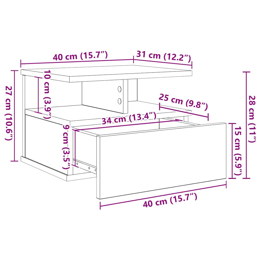 Κρεβάτι με Float με συρτάρι 2 pcs Μαύρη Οξυά 40 x 31 x 28 εκ - Pakobazaar