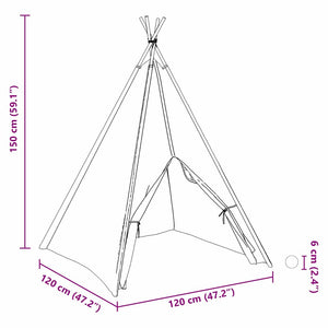 Σκηνίτσα Teepee Λευκό 120 x 120 x 150 cm - Pakobazaar