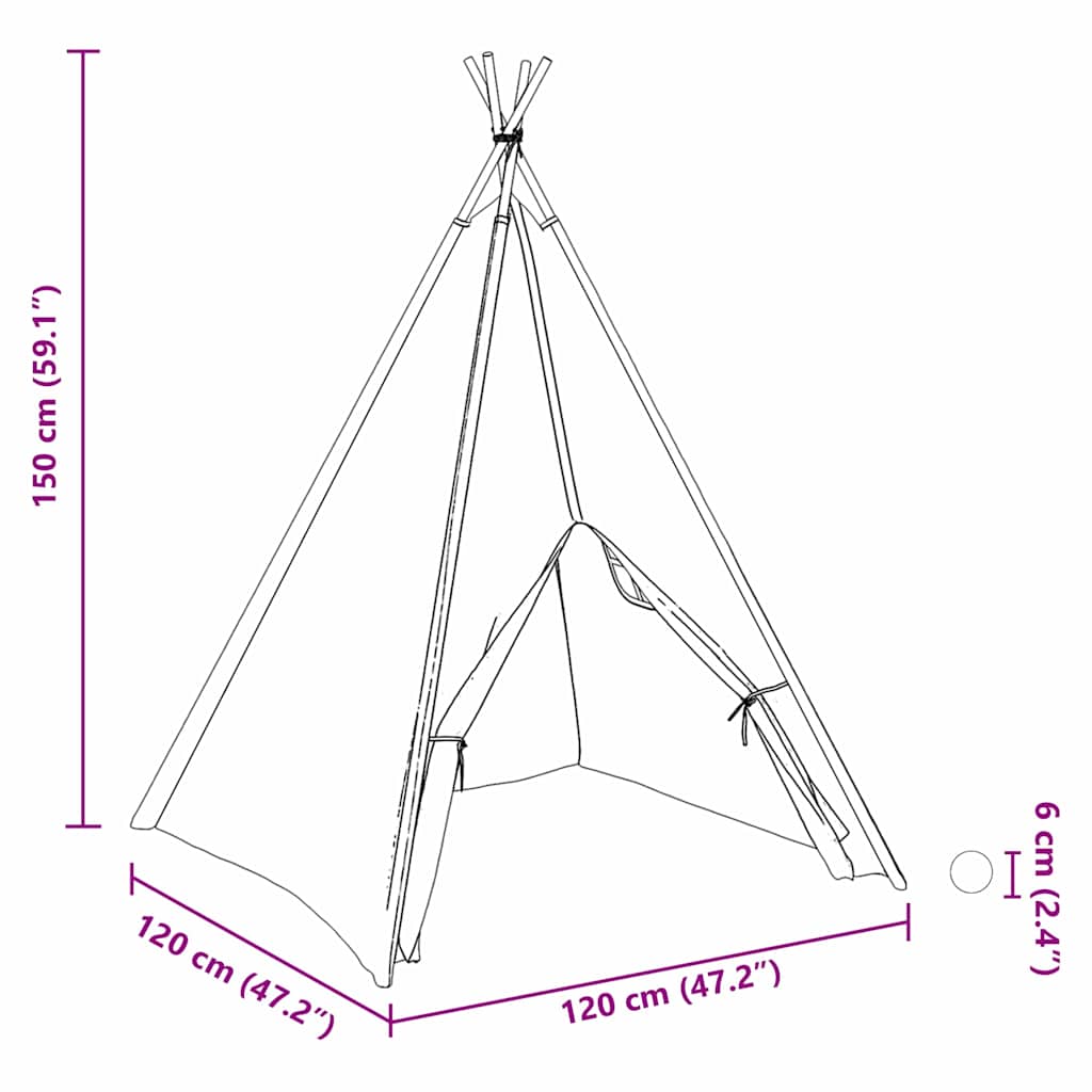 Σκηνίτσα Teepee Λευκό 120 x 120 x 150 cm - Pakobazaar