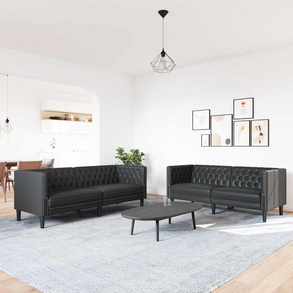 Καναπές σαλονιού 2 pcs Μαύρο 194 x 74,5 x 70,5 εκ. - Pakobazaar