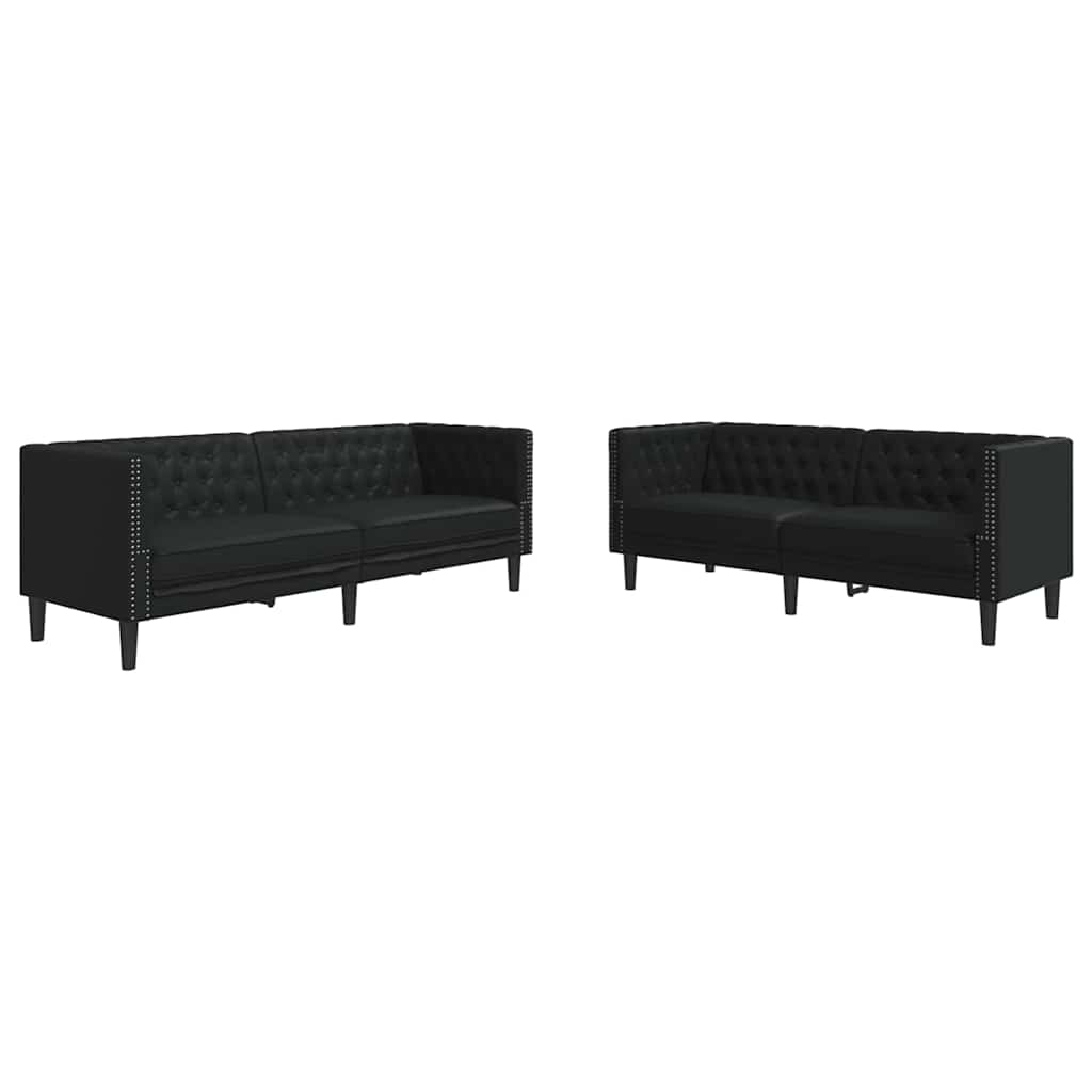 Καναπές σαλονιού 2 pcs Μαύρο 194 x 74,5 x 70,5 εκ. - Pakobazaar