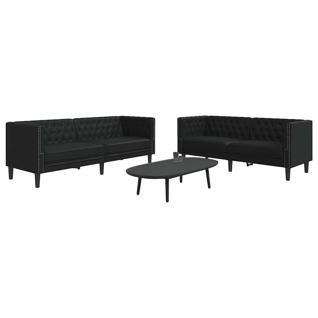 Καναπές σαλονιού 2 pcs Μαύρο 194 x 74,5 x 70,5 εκ. - Pakobazaar