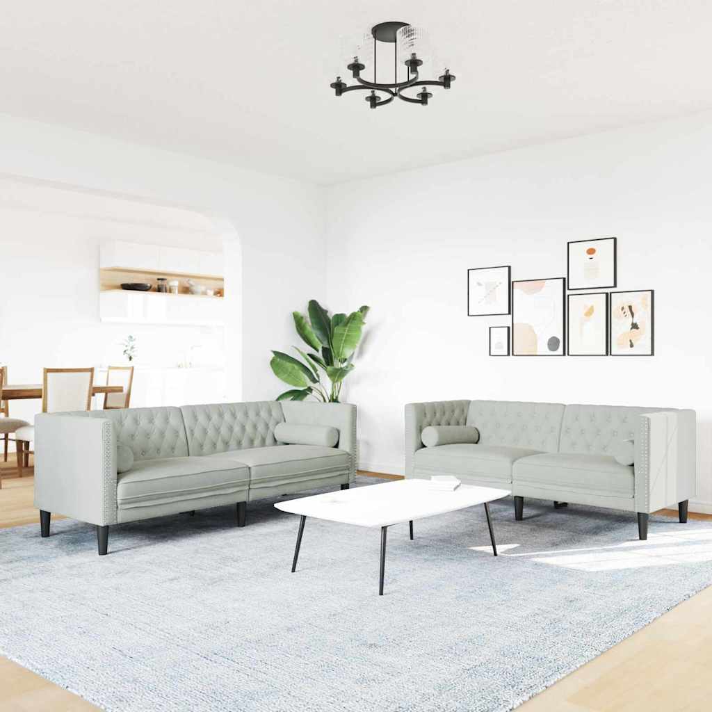 Καναπές σαλονιού 2 pcs Ανοιχτό γκρι 194 x 74,5 x 70,5 εκ.