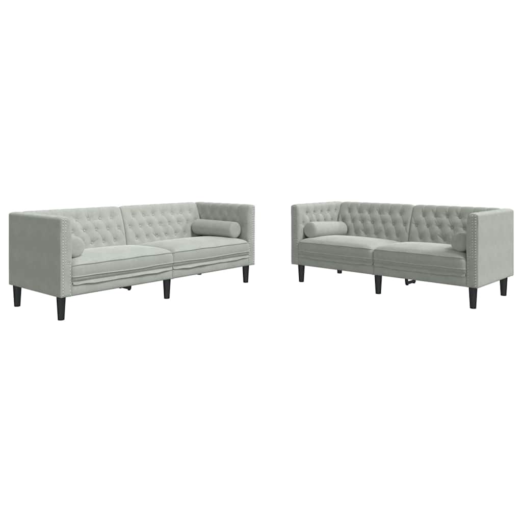 Καναπές σαλονιού 2 pcs Ανοιχτό γκρι 194 x 74,5 x 70,5 εκ.