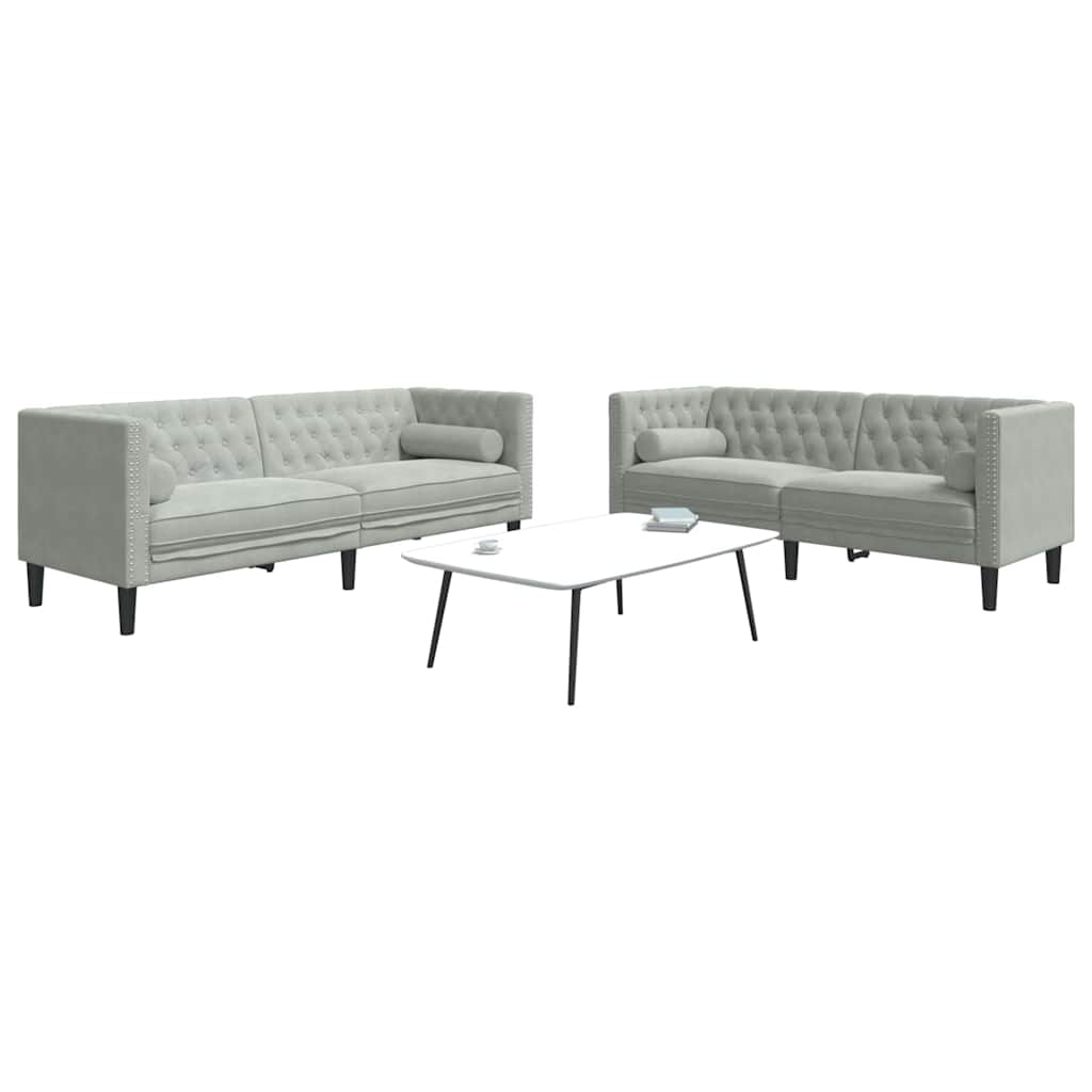Καναπές σαλονιού 2 pcs Ανοιχτό γκρι 194 x 74,5 x 70,5 εκ.