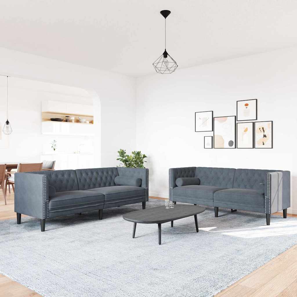 Καναπές σαλονιού 2 pcs Σκούρο Γκρι 194 x 74,5 x 70,5 εκ.