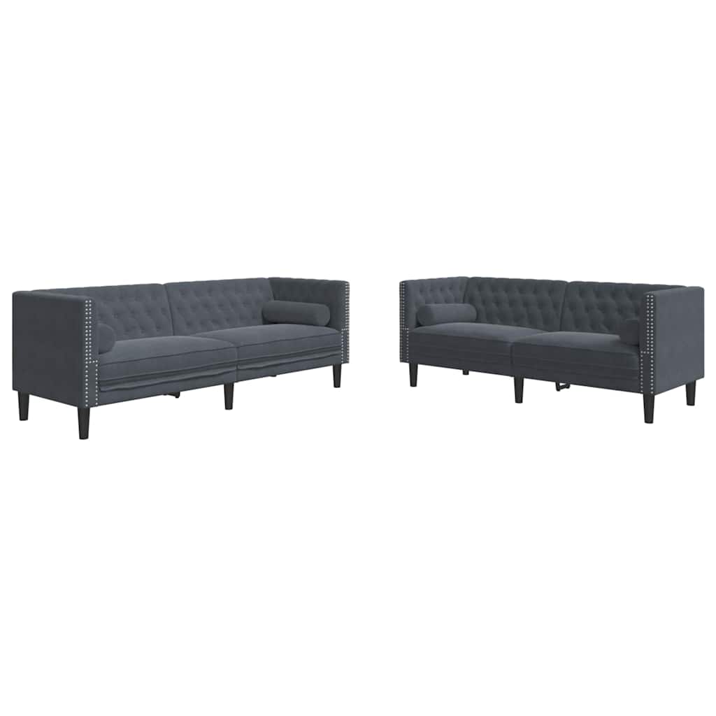 Καναπές σαλονιού 2 pcs Σκούρο Γκρι 194 x 74,5 x 70,5 εκ.