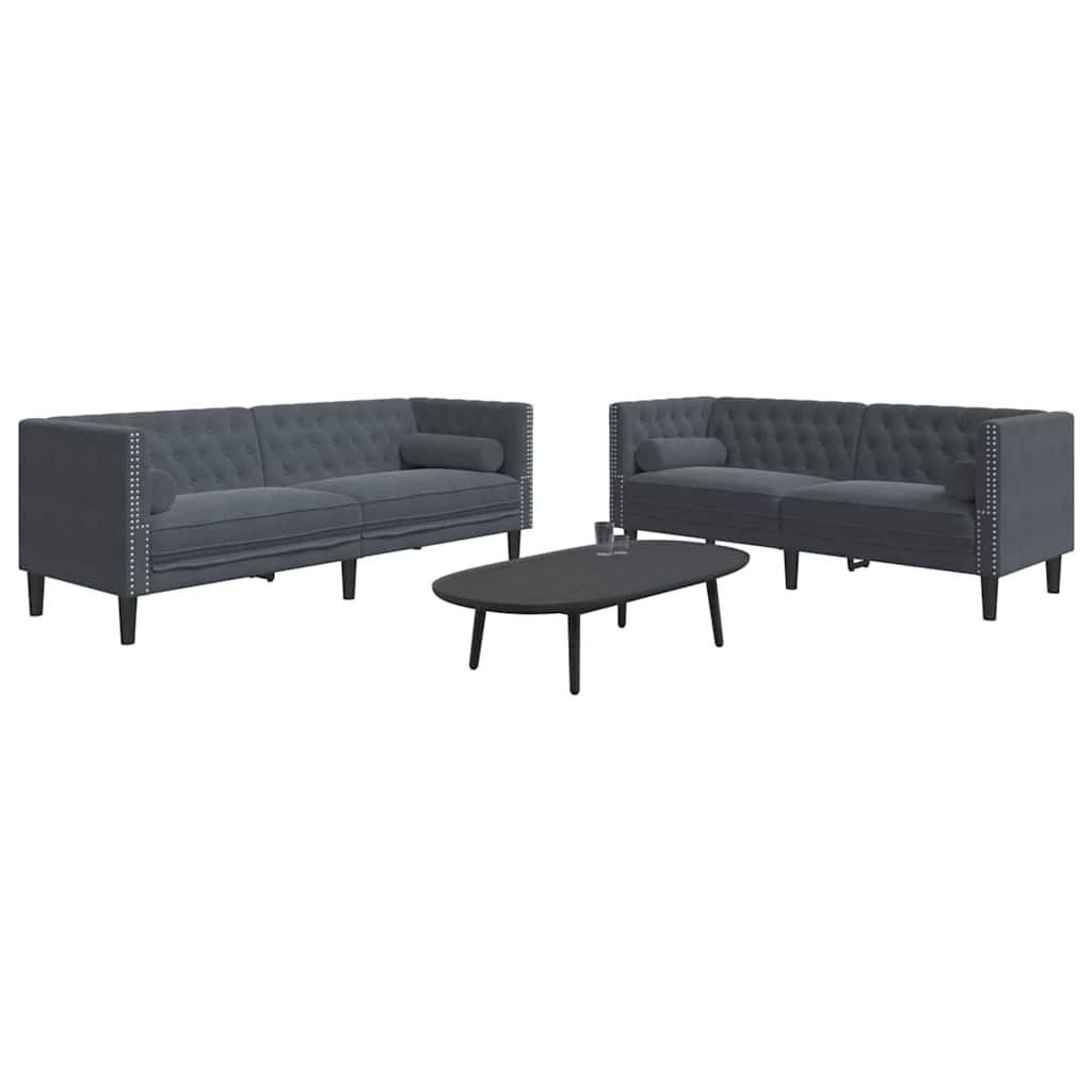 Καναπές σαλονιού 2 pcs Σκούρο Γκρι 194 x 74,5 x 70,5 εκ.