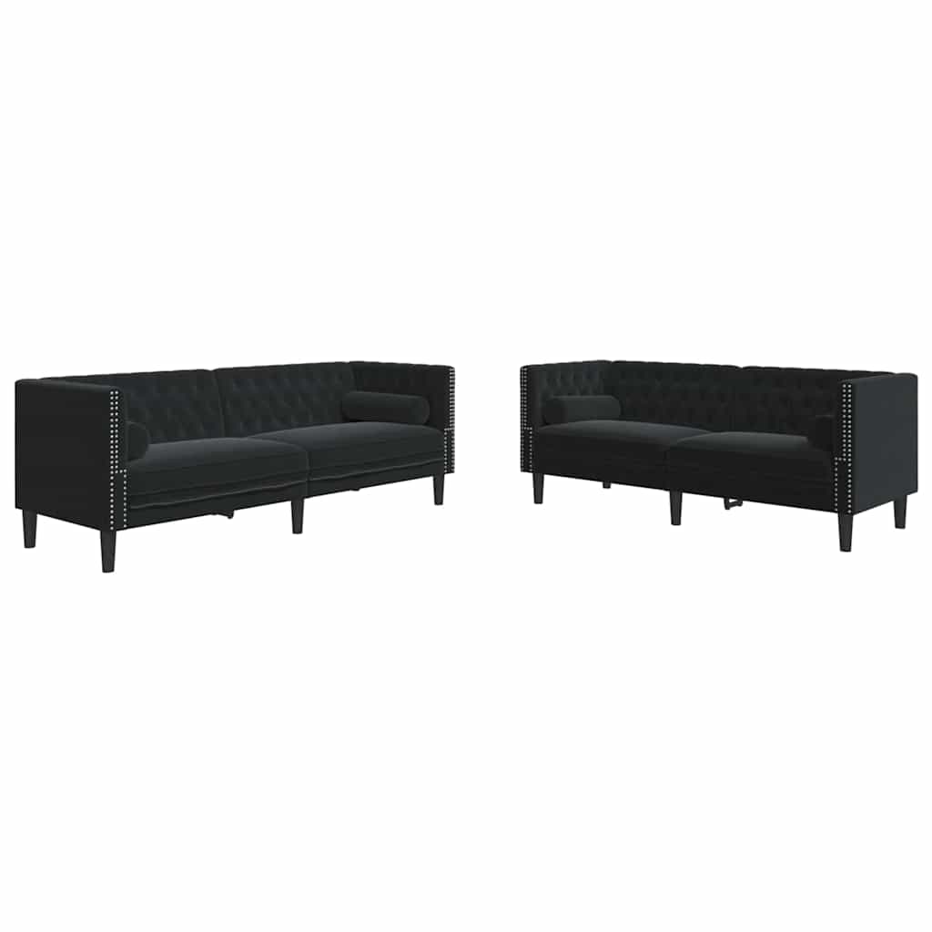 Καναπές σαλονιού 2 pcs Μαύρο 194 x 74,5 x 70,5 εκ. Βελούδο - Pakobazaar