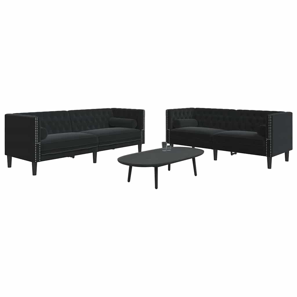 Καναπές σαλονιού 2 pcs Μαύρο 194 x 74,5 x 70,5 εκ. Βελούδο - Pakobazaar