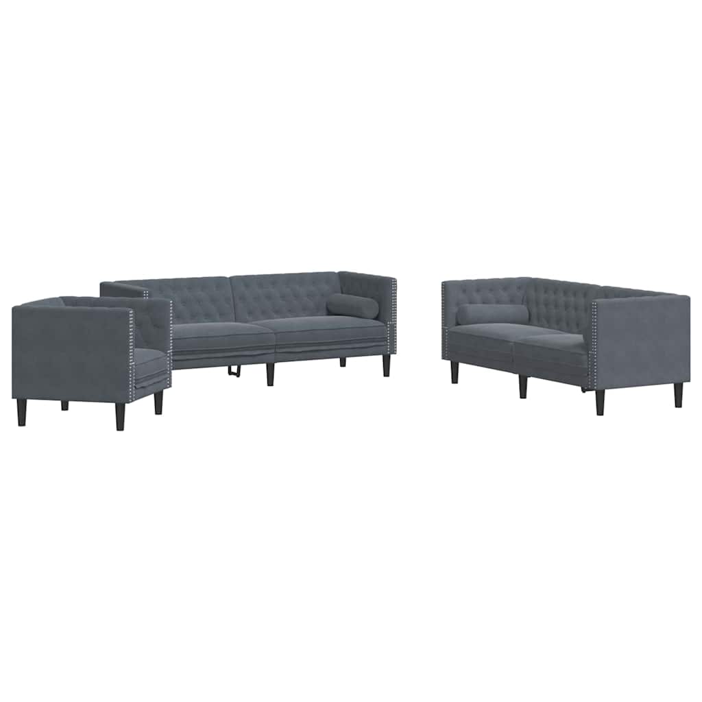 Καναπές σαλονιού 3 pcs Σκούρο Γκρι 194 x 74,5 x 70,5 εκ.