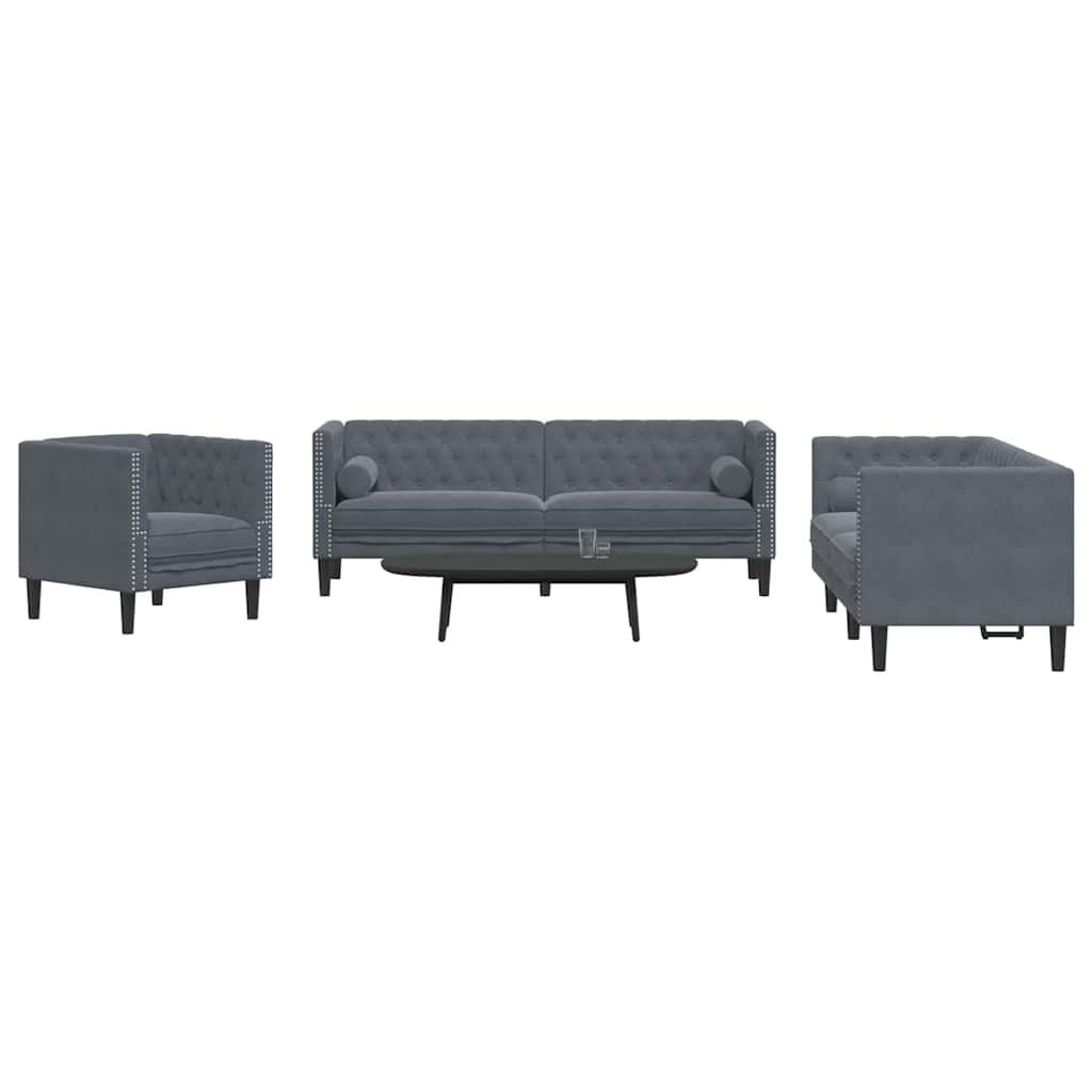 Καναπές σαλονιού 3 pcs Σκούρο Γκρι 194 x 74,5 x 70,5 εκ.