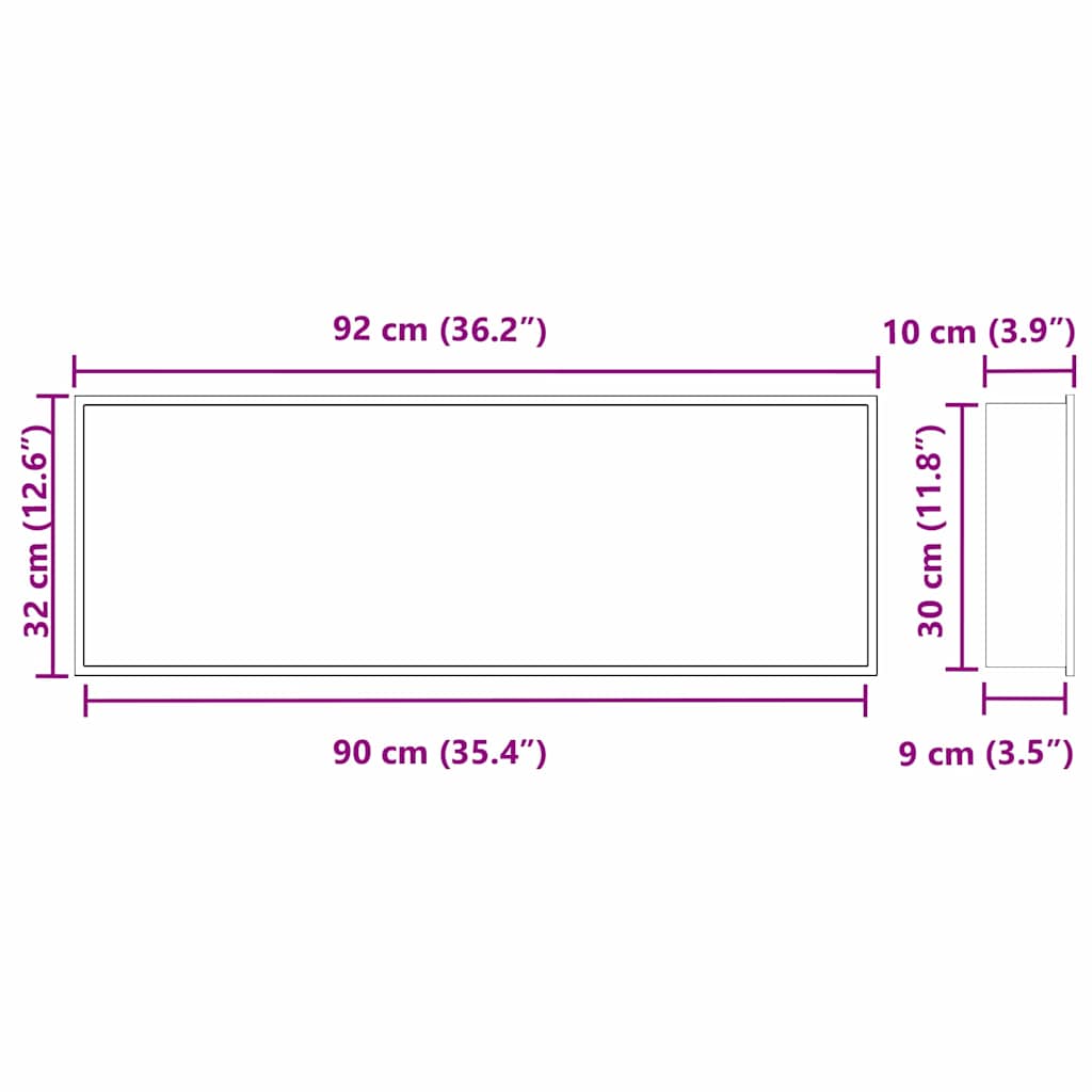 Νίτσα Μπάνιου Μαύρο 90 x 30 x 9,5 εκ. Ανοξείδωτο ατσάλι - Pakobazaar