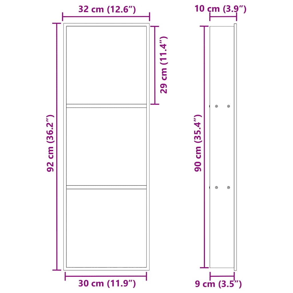 Νίτσα Μπάνιου Ασημί 90 x 30 x 9,5 εκ. Ανοξείδωτο ατσάλι - Pakobazaar