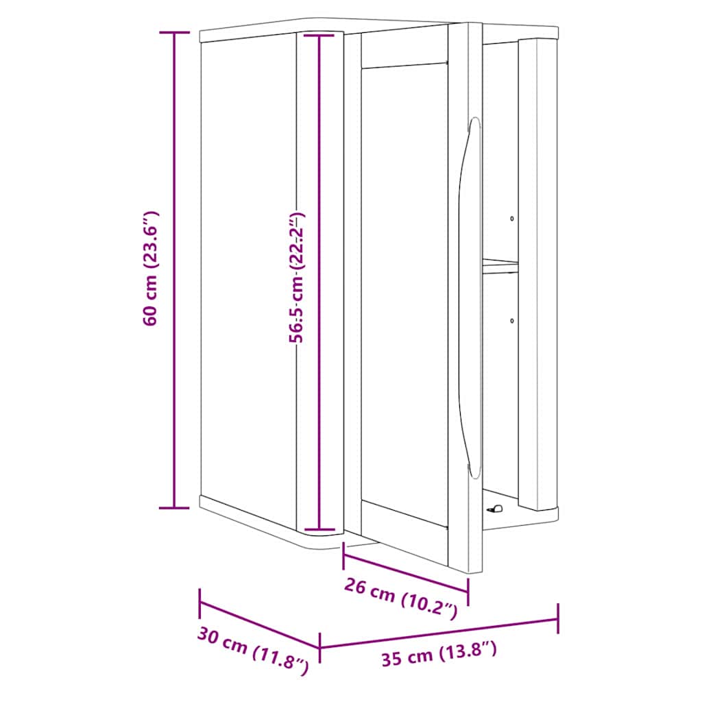 Ντουλάπα τοίχου μπάνιου FLORO Κερωτό καφέ 35 x 30 x 60 cm - Pakobazaar