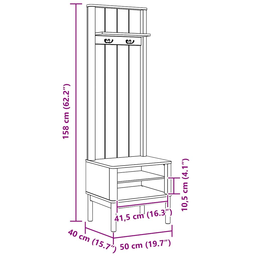 Ντουλάπα διαδρόμου με ράφι FLORO Κερωτό καφέ 50 x 40 x 158 εκ - Pakobazaar
