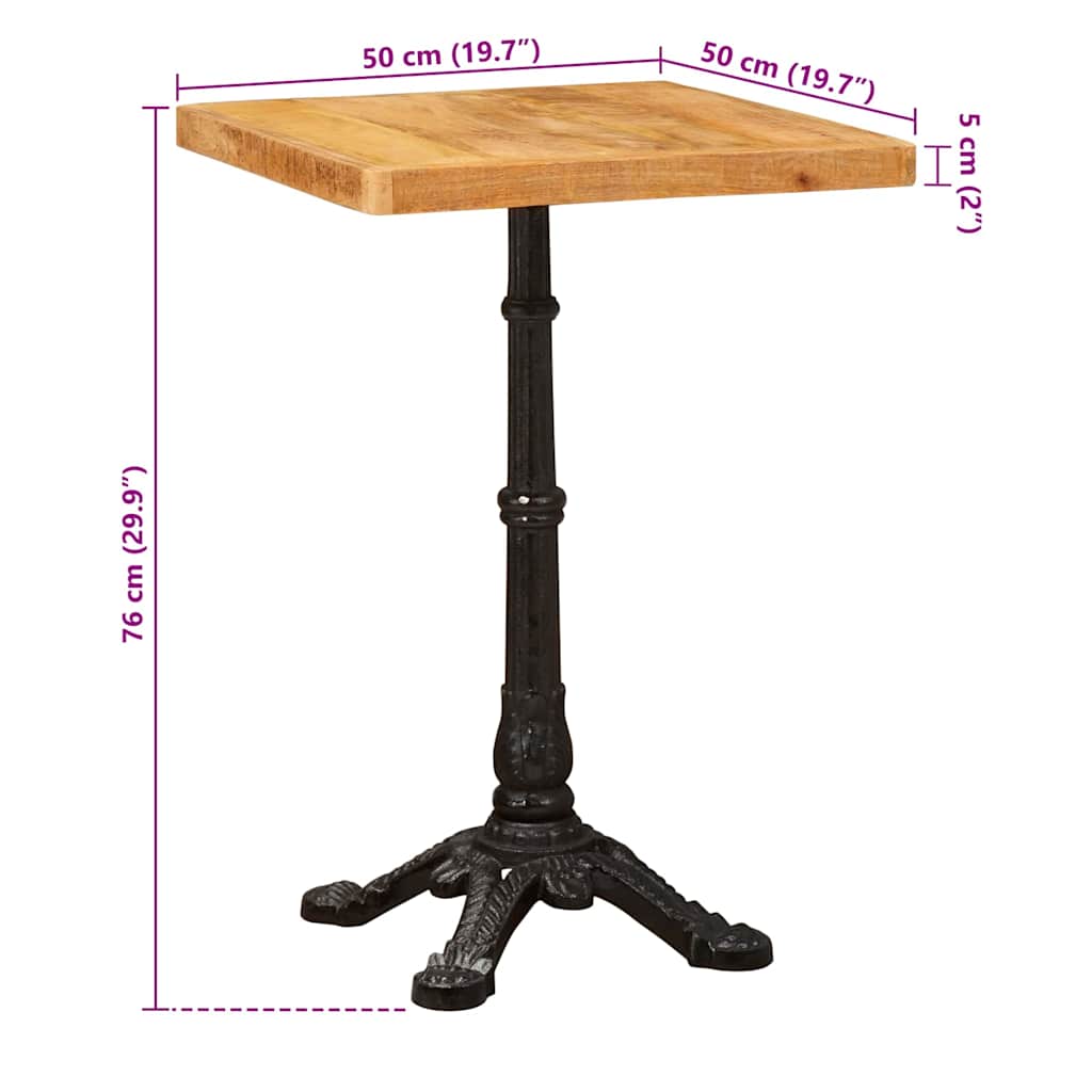 Τραπέζι Bistro Καφέ 50 x 50 x 76 εκ Στερεό ξύλο μάνγκο