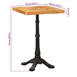 Τραπέζι Bistro 50 x 50 x 76 εκ Στερεό ξύλο μάνγκο Καφέ