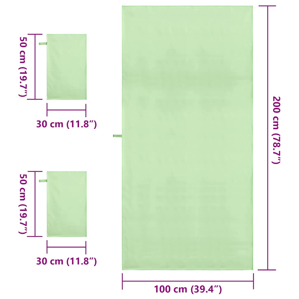 Σύνολο πετσέτας αθλητισμού 3 pcs Πράσινο
