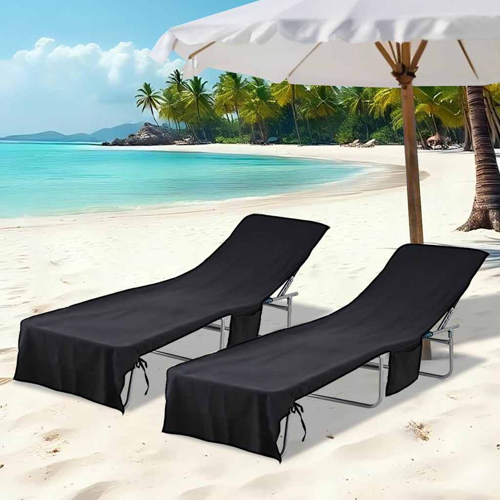 Πετσέτες ξαπλώστρας 2 pcs Μαύρο 210 x 75 cm