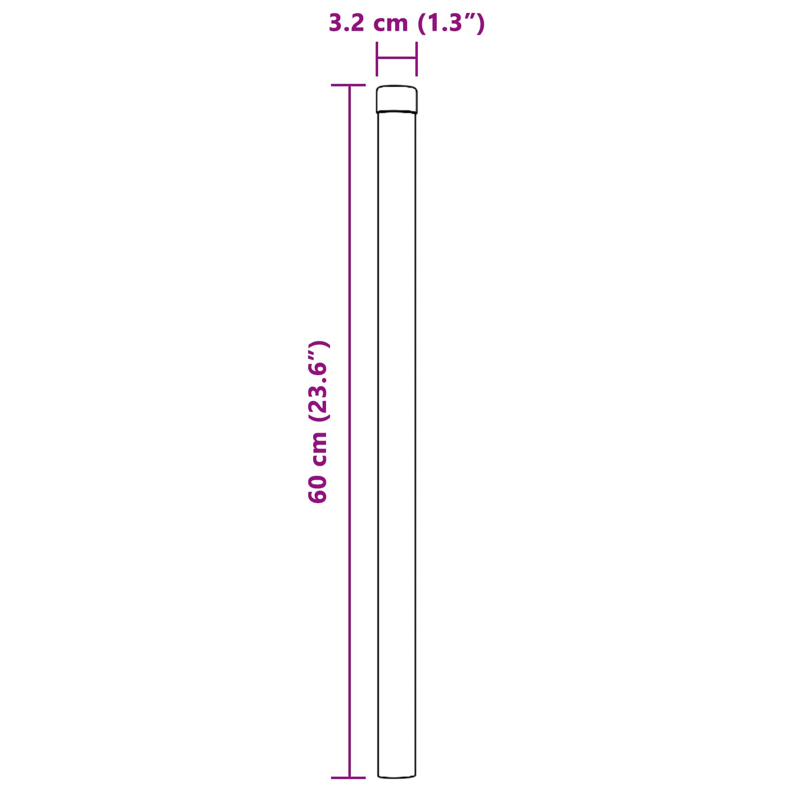 Στύλος Περιφράξεων 12 pcs Γκρι 60 cm