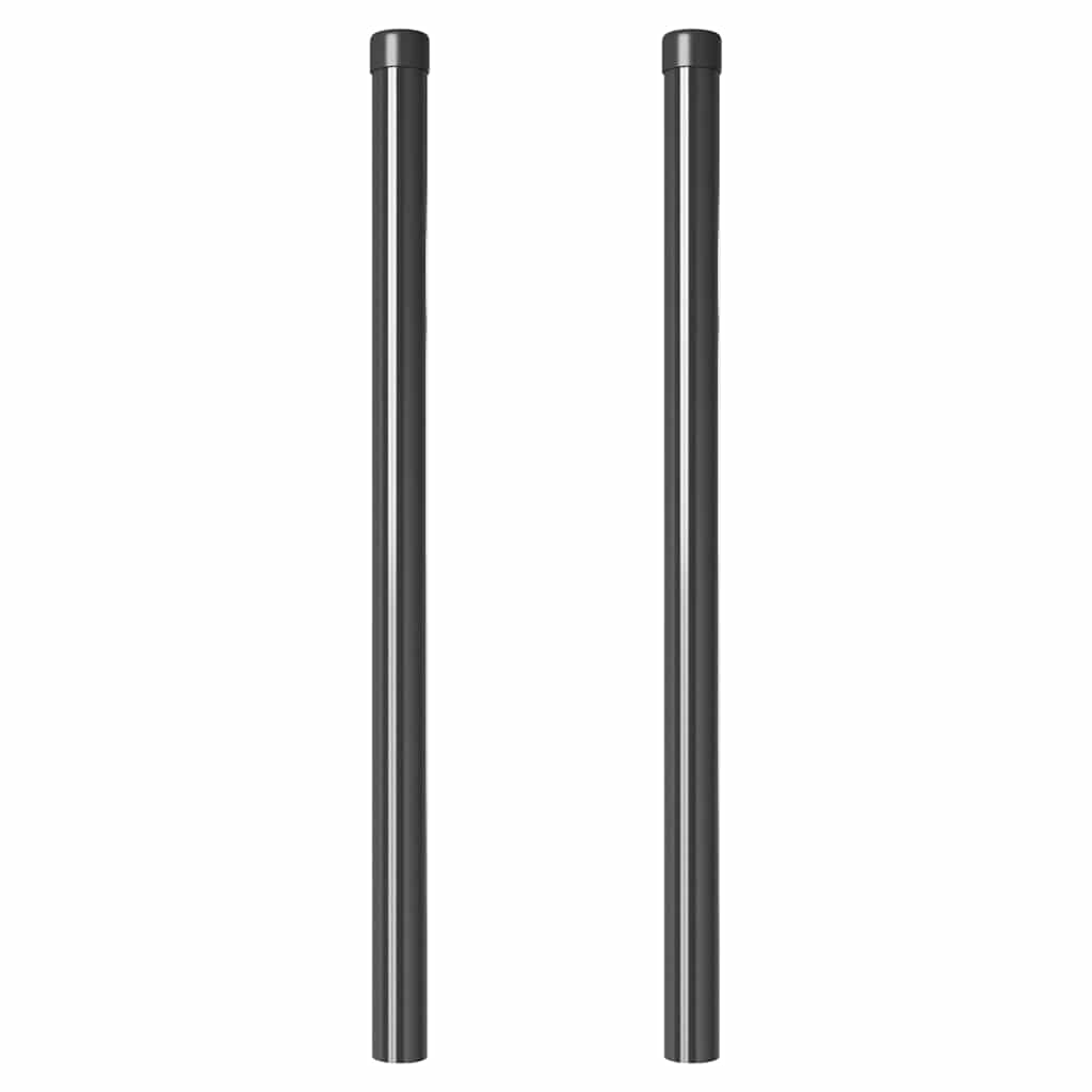 Στύλος Περιφράξεων 2 pcs Γκρι 80 cm Ατσάλι με Επικάλυψη Πούδρας