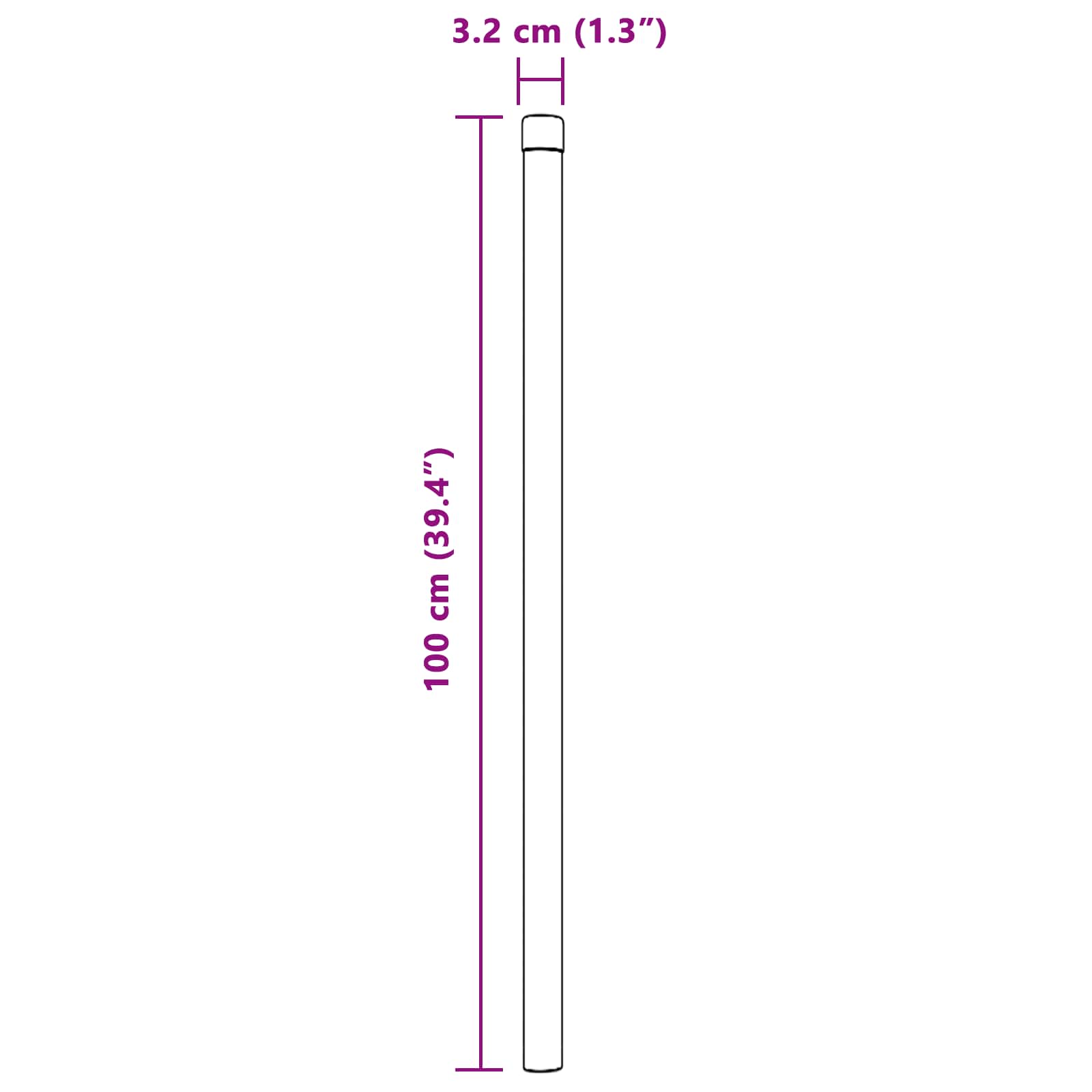 Στύλος Περιφράξεων 2 pcs Γκρι 100 cm