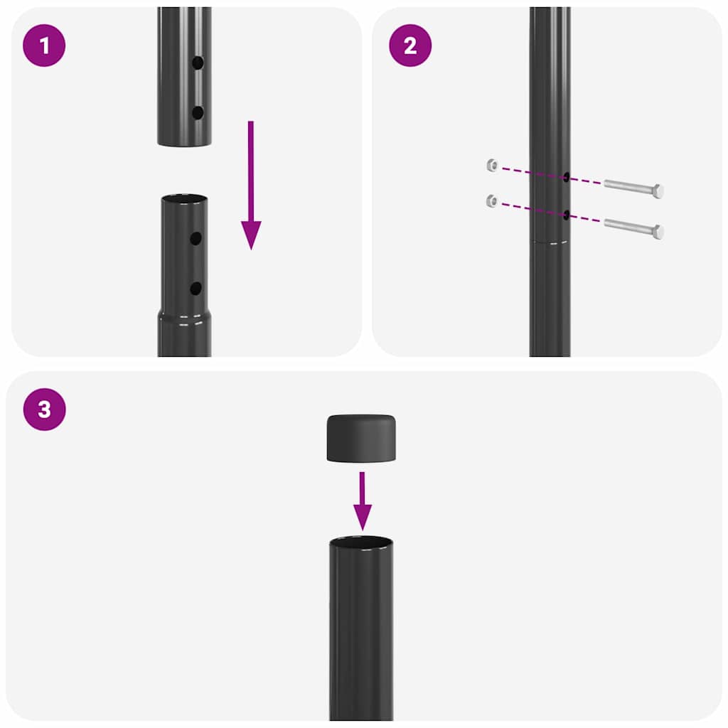 Στύλος Περιφράξεων 12 pcs Γκρι Ατσάλι με Επικάλυψη Πούδρας