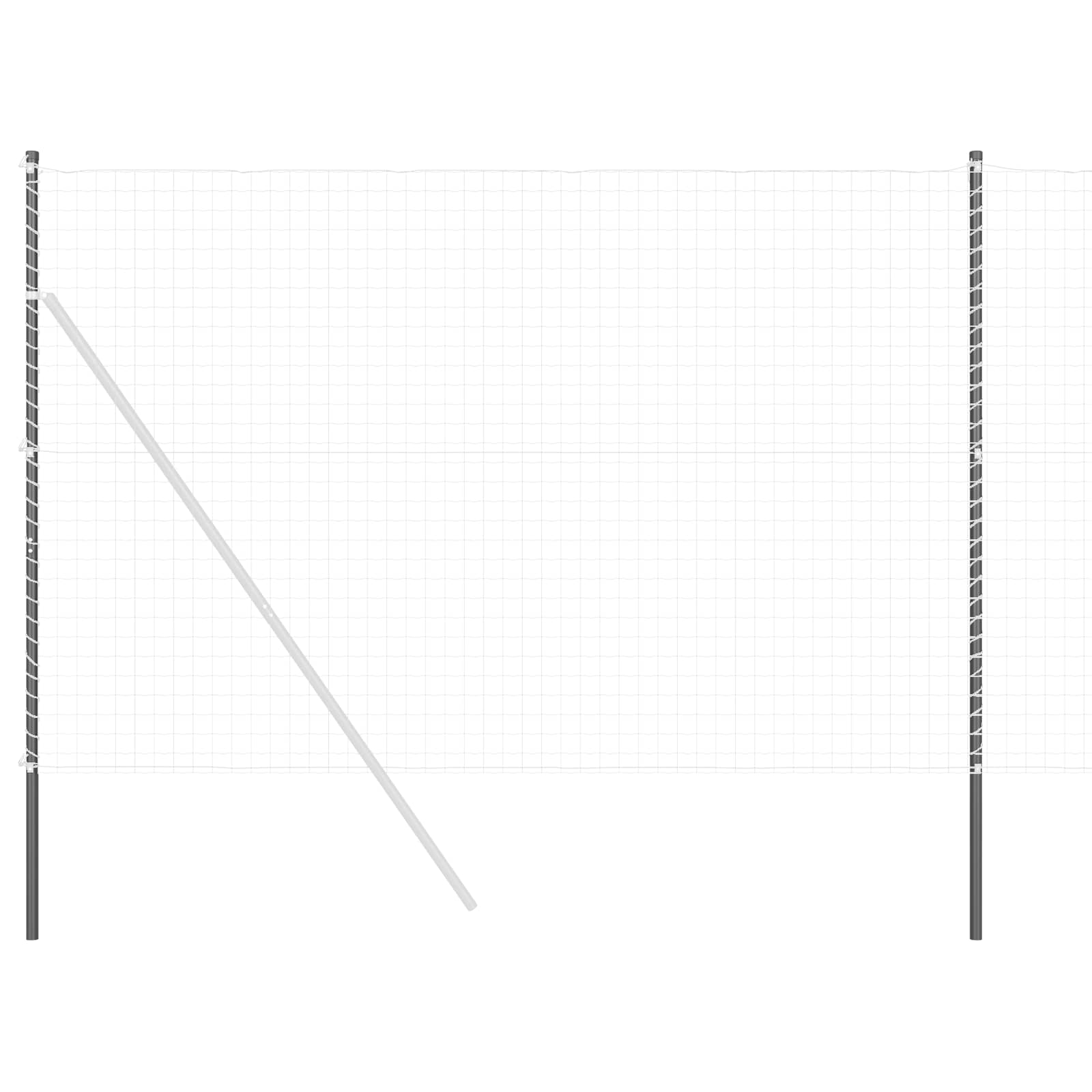 Στύλος Περιφράξεων 2 pcs Γκρι Ατσάλι με Επικάλυψη Πούδρας