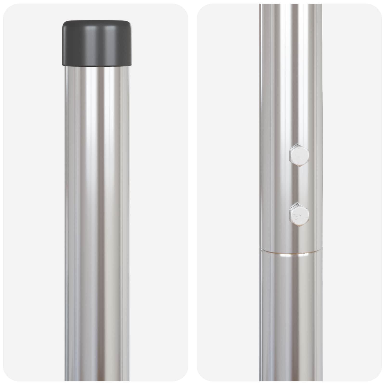 Στύλος Περιφράξεων 12 pcs Ασημί Ατσάλι με Επικάλυψη Πούδρας