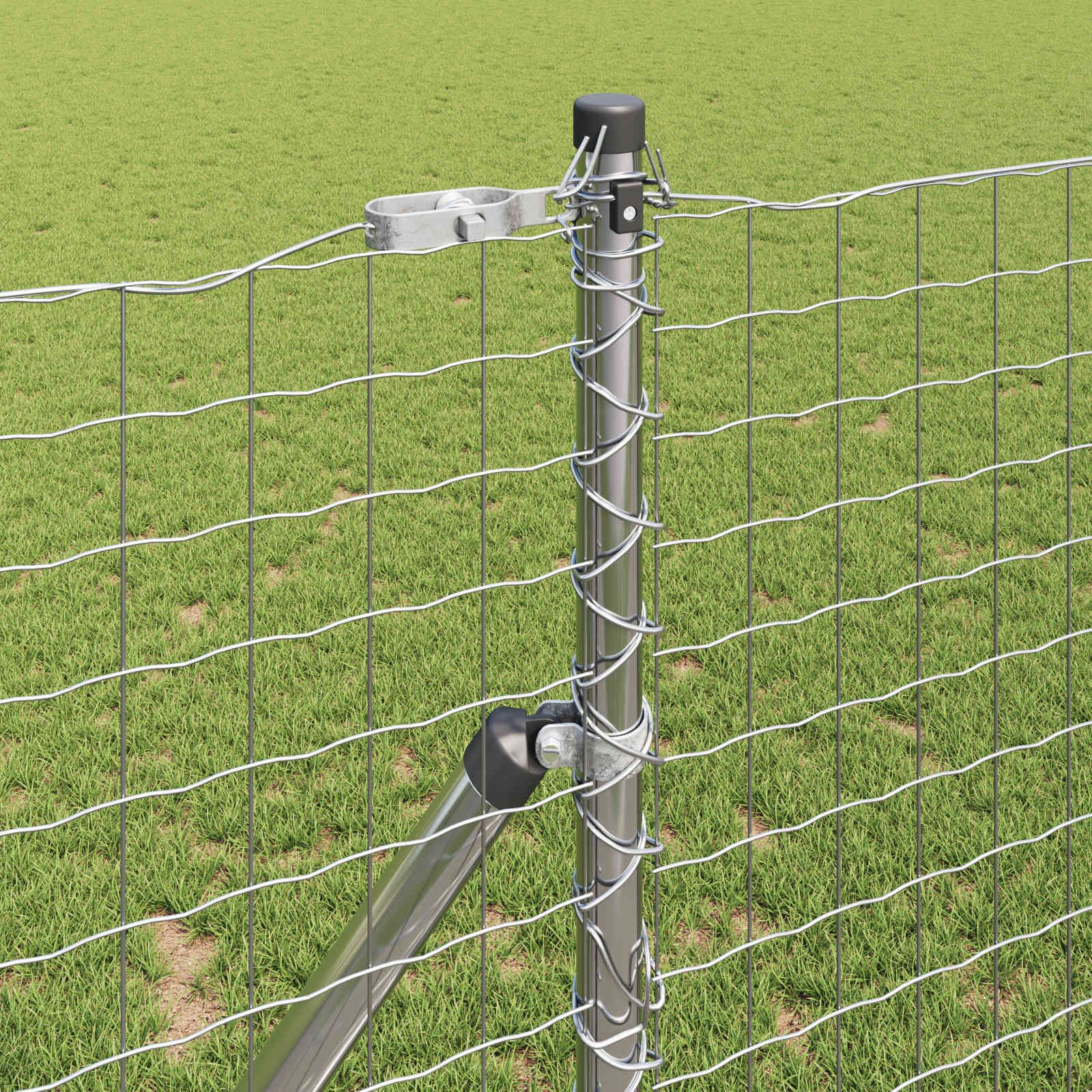 Στύλος Περιφράξεων 12 pcs Ασημί Ατσάλι με Επικάλυψη Πούδρας