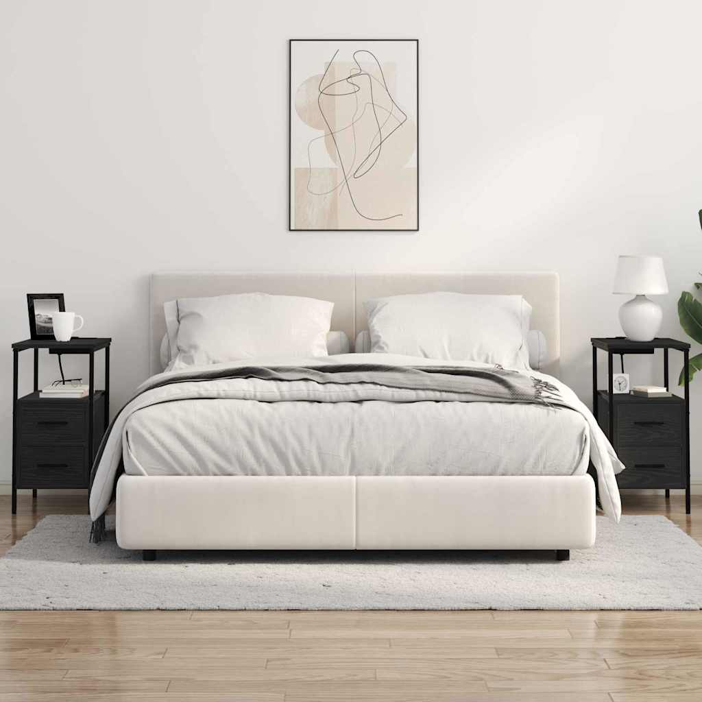 Κομοδίνο 2 pcs Μαύρη Οξυά 30 x 48 x 61 εκ Επεξεργασμένο ξύλο - Pakobazaar