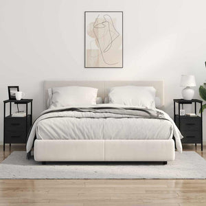 Κομοδίνο 2 pcs Μαύρη Οξυά 30 x 48 x 61 εκ Επεξεργασμένο ξύλο - Pakobazaar