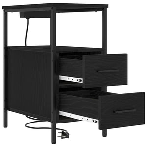 Κομοδίνο 2 pcs Μαύρη Οξυά 30 x 48 x 61 εκ Επεξεργασμένο ξύλο - Pakobazaar