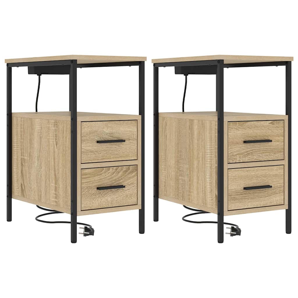 Κομοδίνο 2 pcs Δρύς Sonoma 30 x 48 x 61 εκ Επεξεργασμένο ξύλο - Pakobazaar
