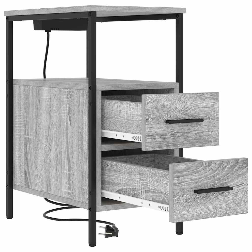 Κομοδίνο 2 pcs Γκρίζο Σονομα 30 x 48 x 61 εκ Επεξεργασμένο ξύλο - Pakobazaar