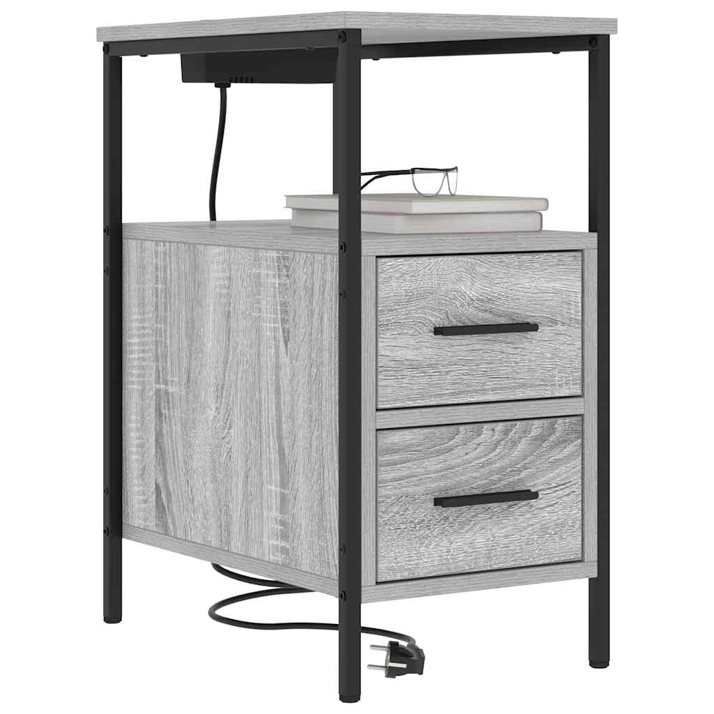 Κομοδίνο 2 pcs Γκρίζο Σονομα 30 x 48 x 61 εκ Επεξεργασμένο ξύλο - Pakobazaar