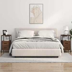 Κομοδίνο 2 pcs Καφέ δρυς 30 x 48 x 61 εκ Επεξεργασμένο ξύλο - Pakobazaar