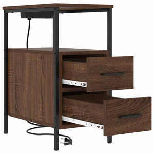 Κομοδίνο 2 pcs Καφέ δρυς 30 x 48 x 61 εκ Επεξεργασμένο ξύλο - Pakobazaar