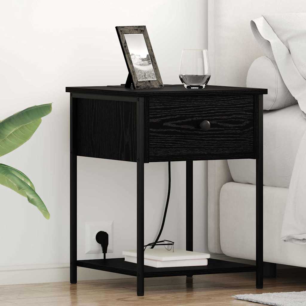 Κομοδίνο 2 pcs Μαύρη Οξυά 42 x 41 x 56 εκ. Επεξεργασμένο ξύλο - Pakobazaar