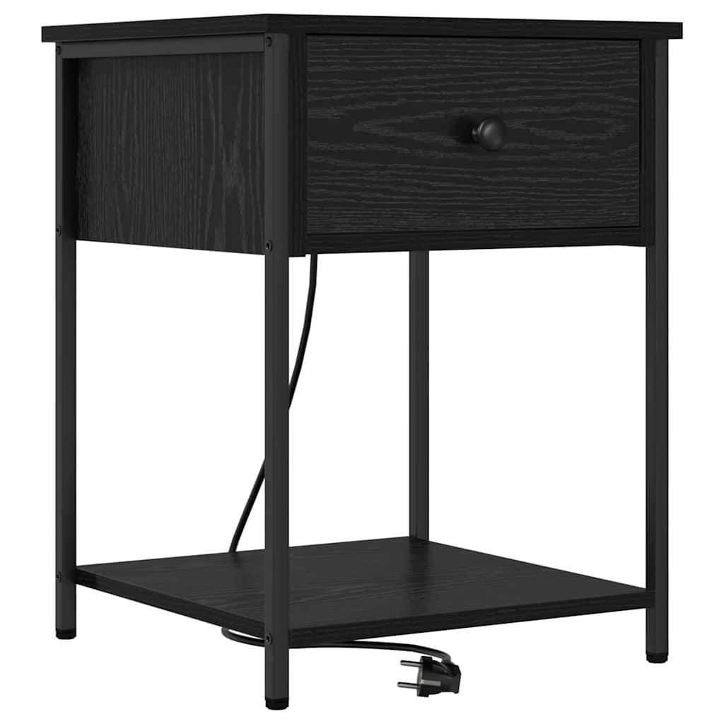 Κομοδίνο 2 pcs Μαύρη Οξυά 42 x 41 x 56 εκ. Επεξεργασμένο ξύλο - Pakobazaar