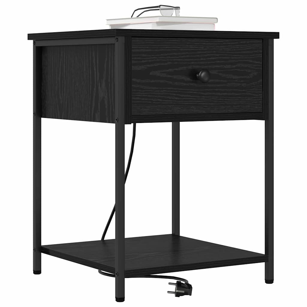 Κομοδίνο 2 pcs Μαύρη Οξυά 42 x 41 x 56 εκ. Επεξεργασμένο ξύλο - Pakobazaar