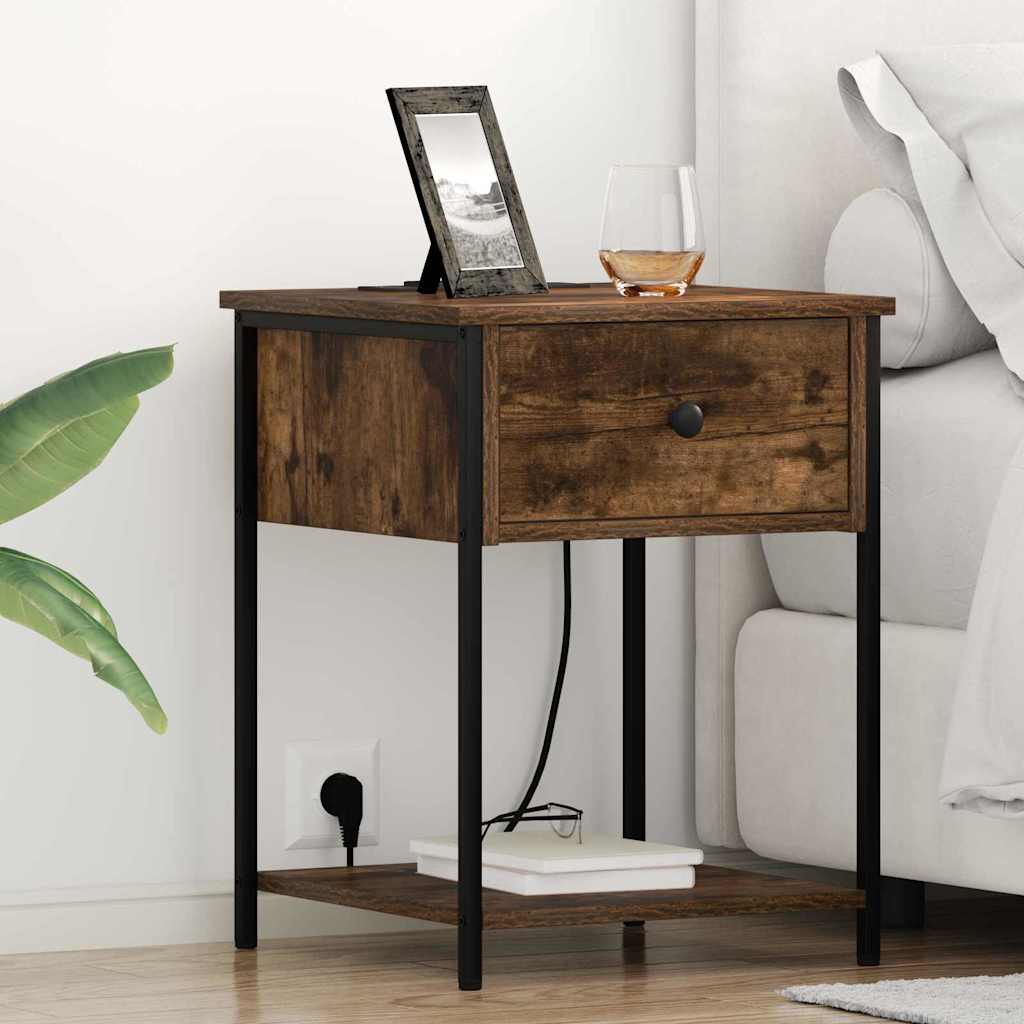 Κομοδίνο με συρτάρι 2 pcs Καπνιστό Δρύς 42 x 41 x 56 εκ. - Pakobazaar