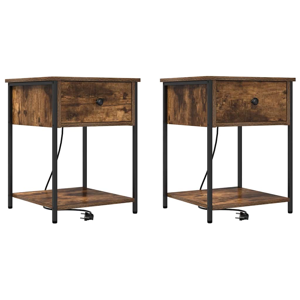 Κομοδίνο με συρτάρι 2 pcs Καπνιστό Δρύς 42 x 41 x 56 εκ. - Pakobazaar