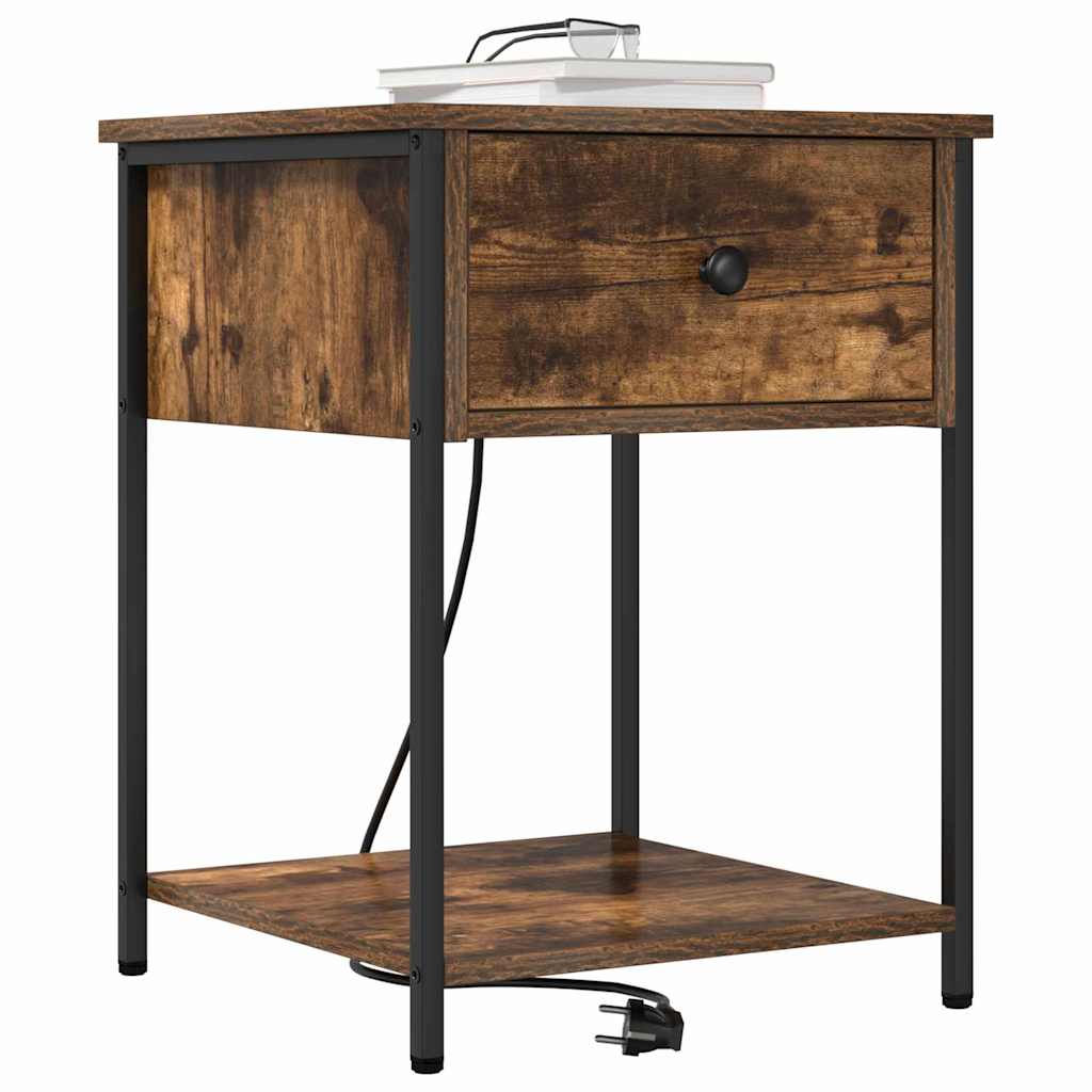 Κομοδίνο με συρτάρι 2 pcs Καπνιστό Δρύς 42 x 41 x 56 εκ. - Pakobazaar