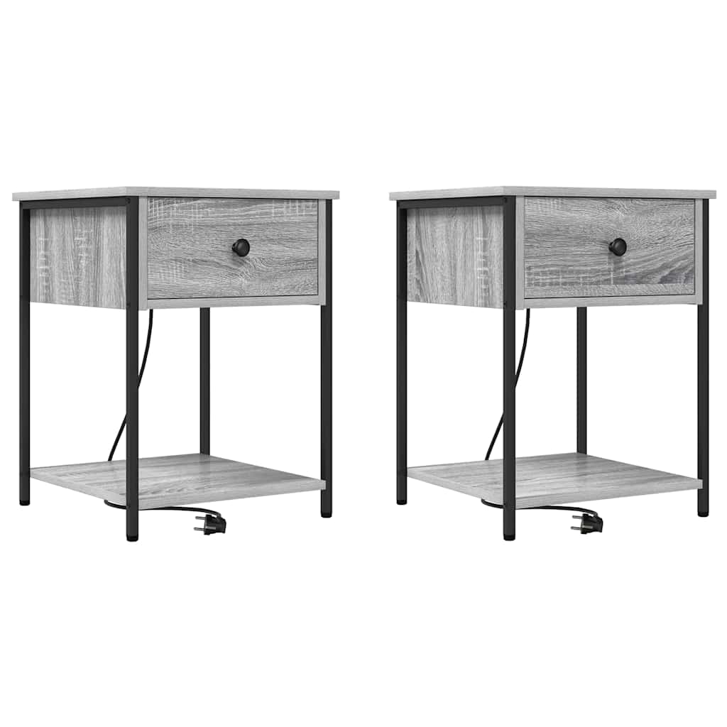 Κομοδίνο με συρτάρι 2 pcs Γκρίζο Σονομα 42 x 41 x 56 εκ. - Pakobazaar