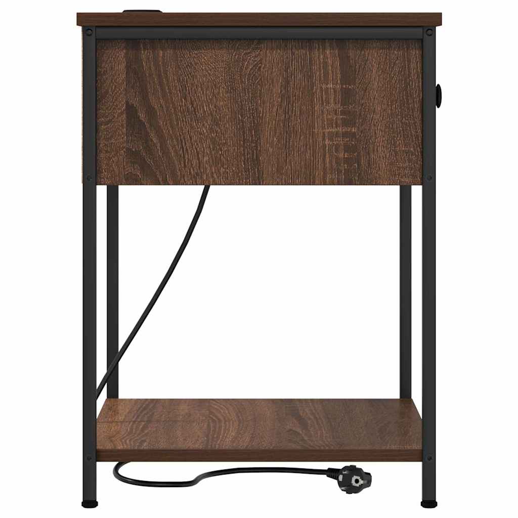 Κομοδίνο 2 pcs Καφέ δρυς 42 x 41 x 56 εκ. Επεξεργασμένο ξύλο - Pakobazaar