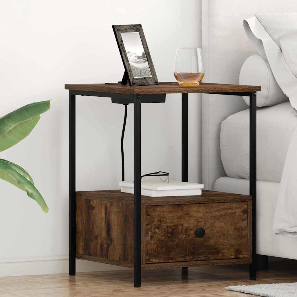 Κομοδίνο με συρτάρι 2 pcs Καπνιστό Δρύς 42 x 41 x 56 εκ. - Pakobazaar