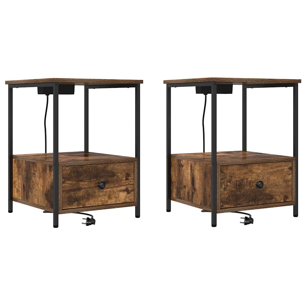 Κομοδίνο με συρτάρι 2 pcs Καπνιστό Δρύς 42 x 41 x 56 εκ. - Pakobazaar