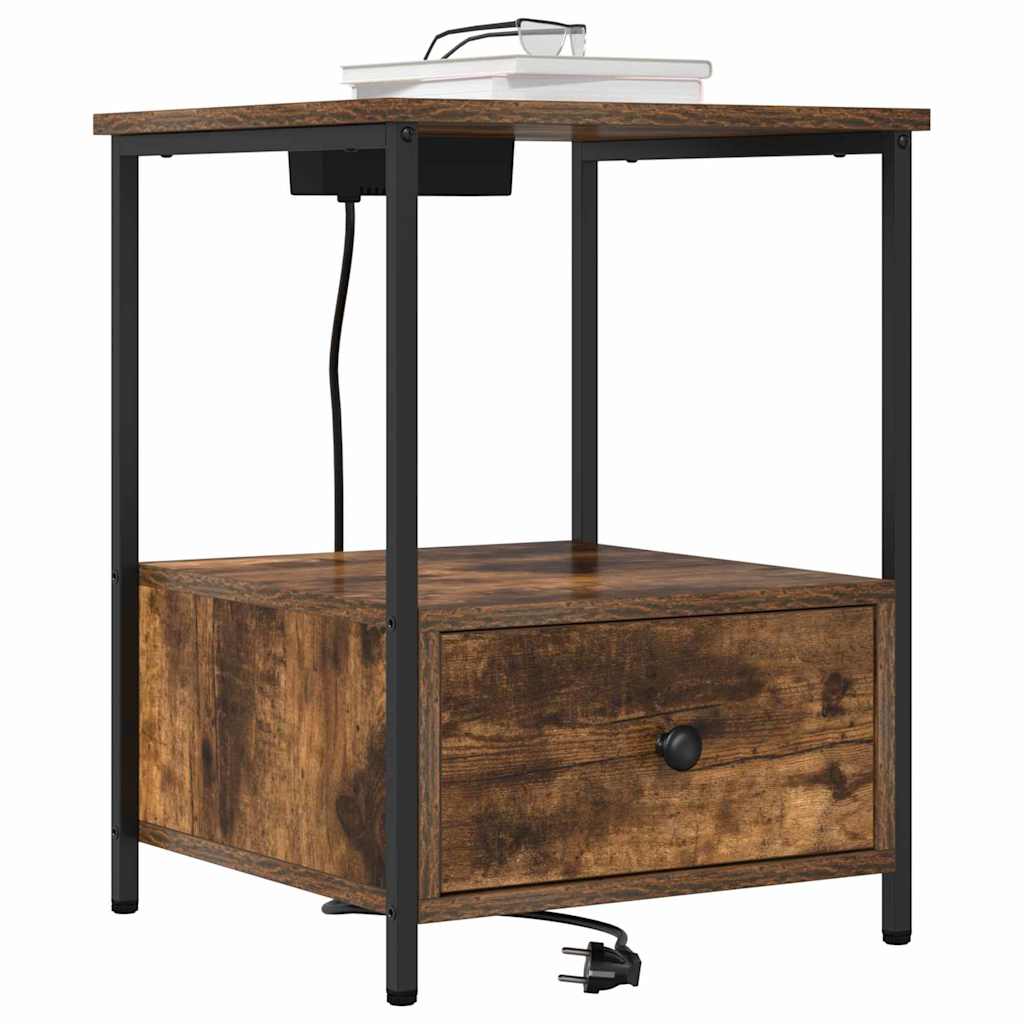 Κομοδίνο με συρτάρι 2 pcs Καπνιστό Δρύς 42 x 41 x 56 εκ. - Pakobazaar